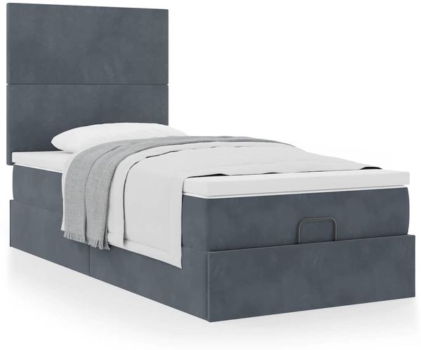 vidaXL Ottoman-Bett mit Matratzen Dunkelgrau 100x200 cm Samt 3313380 Bild 4