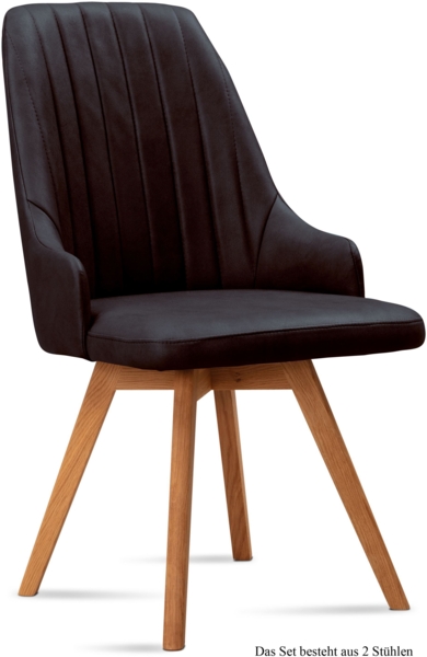 Esszimmerstuhl (2er-Set) Domka 52x91x60 Eiche geölt/Espresso