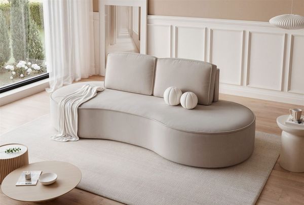 Sofa Designersofa ARLET 3-Sitzer in Stoff Riviera Hellbeige