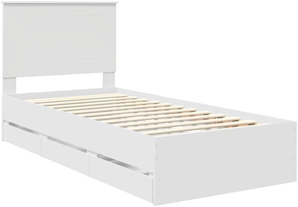 vidaXL Bettrahmen mit Schubladen Weiß 90 x 200 cm Ingenieurs Holz 3409503 Bild 4
