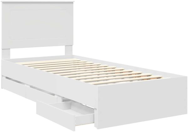vidaXL Bettrahmen mit Schubladen Weiß 90 x 200 cm Ingenieurs Holz 3409503 Bild 5