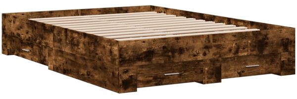 vidaXL Bettgestell mit Schubladen Räuchereiche 135x190cm Holzwerkstoff 3280409 Bild 3