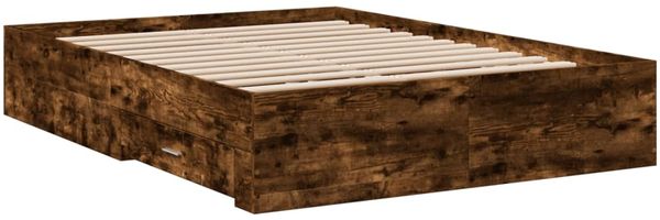 vidaXL Bettgestell mit Schubladen Räuchereiche 135x190cm Holzwerkstoff 3280409 Bild 6