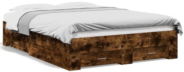 vidaXL Bettgestell mit Schubladen Räuchereiche 135x190cm Holzwerkstoff 3280409 Bild 2
