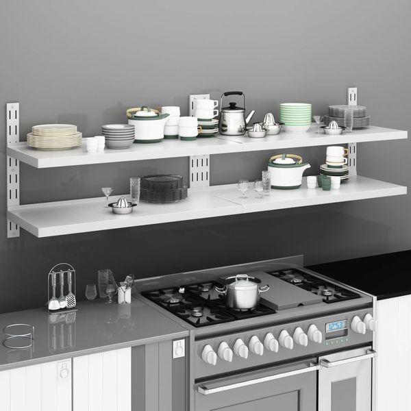 vidaXL Schweberegale mit 2 Böden 2 Stk. Edelstahl 200x30 cm 3055899