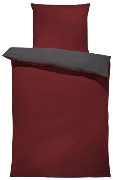 One Home Wendebettwäsche Doubleface, Mikrofaser, 2 teilig, bordeaux / anthrazit, Übergröße Bild 4