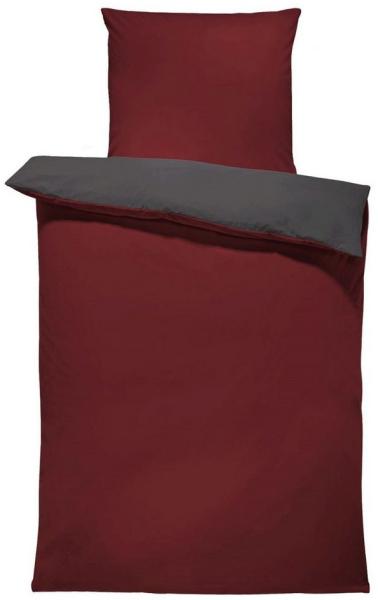 One Home Wendebettwäsche Doubleface, Mikrofaser, 2 teilig, bordeaux / anthrazit, Übergröße Bild 1