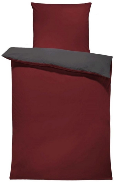 One Home Wendebettwäsche Doubleface, Mikrofaser, 2 teilig, bordeaux / anthrazit, Übergröße Bild 5
