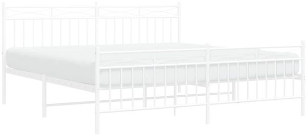 vidaXL Bettgestell mit Kopf- und Fußteil, Metall, Weiß, 183x213 cm Bild 3