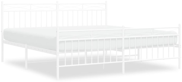 vidaXL Bettgestell mit Kopf- und Fußteil, Metall, Weiß, 183x213 cm
