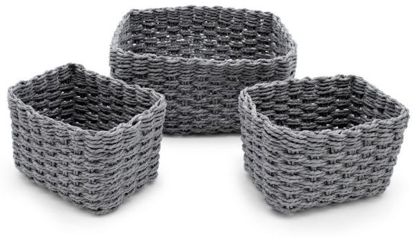 Spetebo Aufbewahrungskorb Deko Aufbewahrungs Körbchen in grau - 3er Set (Set, 1 St, 3tlg), Rattan Allzweck Flechtkorb aus Papier
