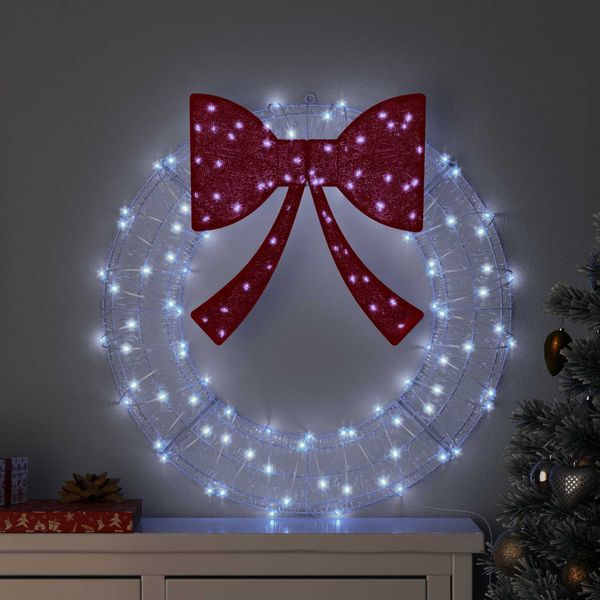 vidaXL Kranz mit 60 LEDs Kaltweiß 76 x 76 x 8,5 cm Acryl 42019122