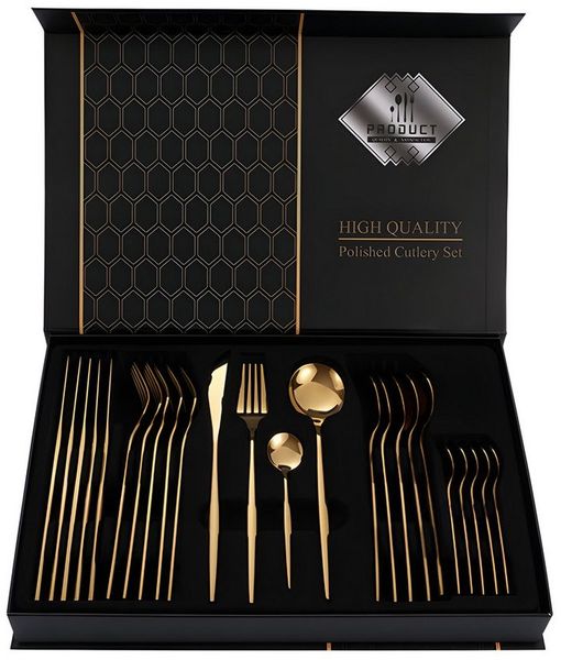 Premium Besteck-Set Gold 6 Personen 24-tlg Edelstahl Essbesteck CF-22127