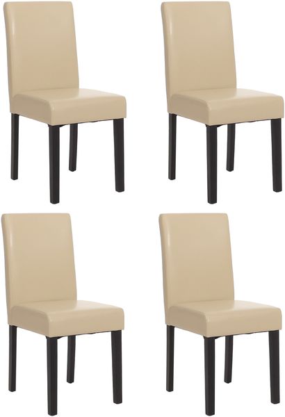 4er-Set Esszimmerstuhl 'LittauL Kunstleder, creme dunkle Beine