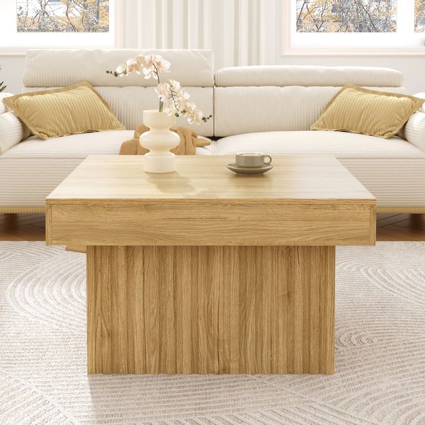 Elegante Holz Kaffee-Tisch mit PB Tischplatte und MDF Basis – Modernes Design, robust und vielseitig, ideal für Wohnzimmer, Esszimmer und Büro – 79x79x46 cm