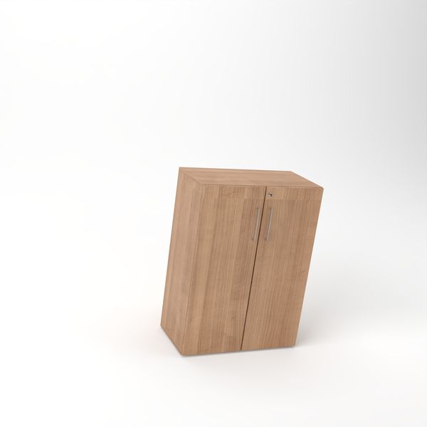 Rheinland Möbel Flügeltürenschrank Cabino 80×42×110 cm – abschließbarer Aktenschrank 3OH in Nussbaum mit 110° Drehtüren & Metallgriff
