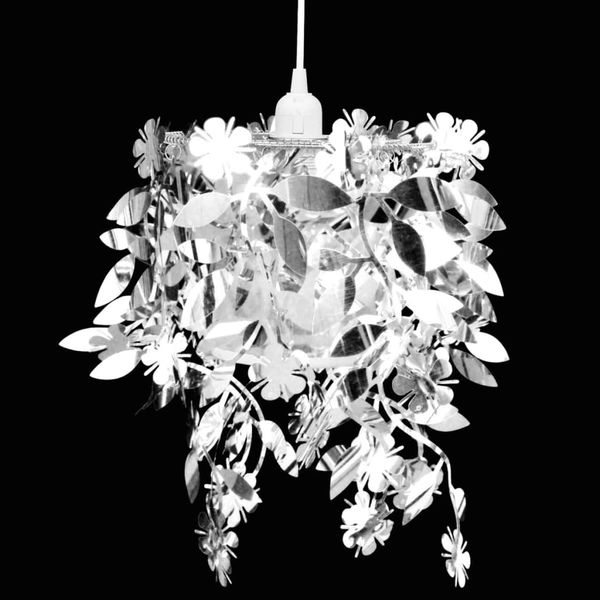 Blätter Pailletten Anhänger Kronlampe Silbern 241129