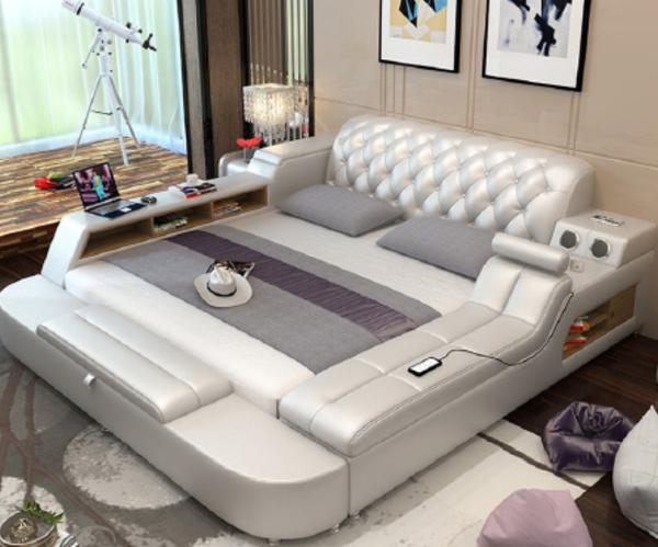 Design Bett Big Betten Leder Hotel Polster 180x200 Multifunktion Regal