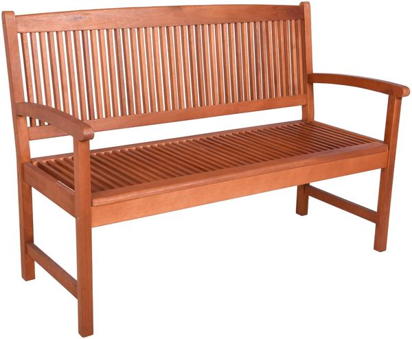Gartenbank TOURS 2-Sitzer - 127cm Breit, Eukalyptus, Hellbraun | Terrassenbank Wetterfest Sitzbank Outdoor Bank