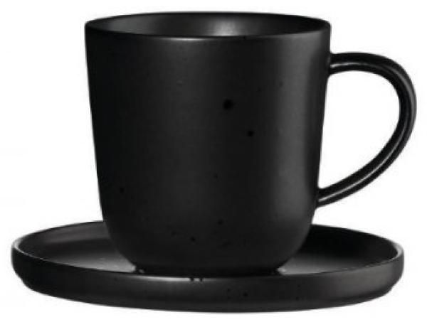 ASA Selection coppa Espressotasse mit Unterer, Espresso Tasse, Kaffeetasse, Untertasse, Porzellan, 80 ml, Kuro / Schwarz, 19011190