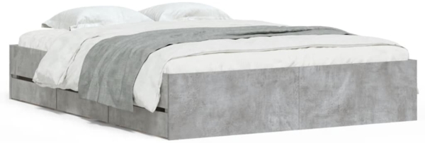 vidaXL Bettgestell mit Schubladen Betongrau 140x190 cm Holzwerkstoff 3207304