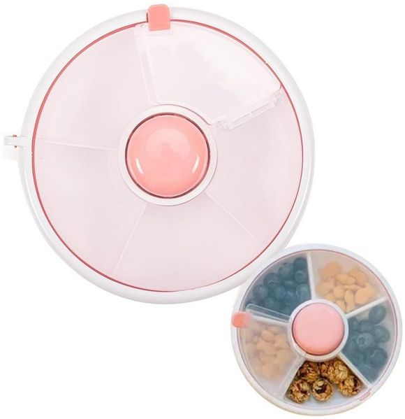 TUWENA Snackschale Snackbox mit Fächern für Kinder,Tragbare Box zum Drehen Aus Kunststoff