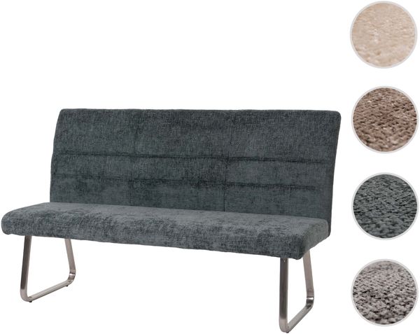 Sitzbank HWC-G55, Esszimmerbank Bank, Edelstahl gebürstet Stoff/Textil Chenille Öko-Tex, 160cm ~ blau-grün Bild 11