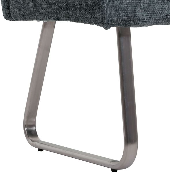 Sitzbank HWC-G55, Esszimmerbank Bank, Edelstahl gebürstet Stoff/Textil Chenille Öko-Tex, 160cm ~ blau-grün Bild 7