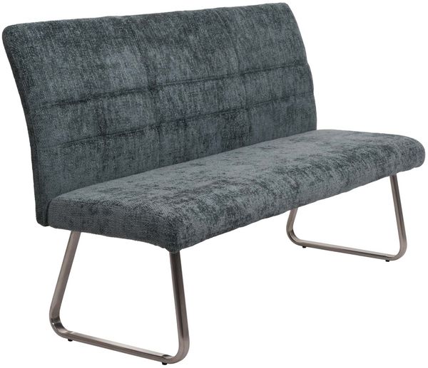 Sitzbank HWC-G55, Esszimmerbank Bank, Edelstahl gebürstet Stoff/Textil Chenille Öko-Tex, 160cm ~ blau-grün Bild 9