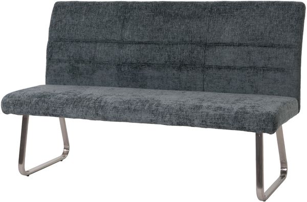 Sitzbank HWC-G55, Esszimmerbank Bank, Edelstahl gebürstet Stoff/Textil Chenille Öko-Tex, 160cm ~ blau-grün Bild 10