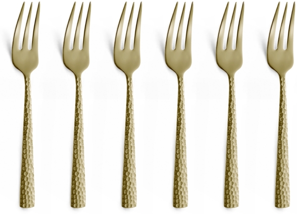 Amefa FELICITY Kuchengabel Set 6-teilig PVD champagner gehämmert