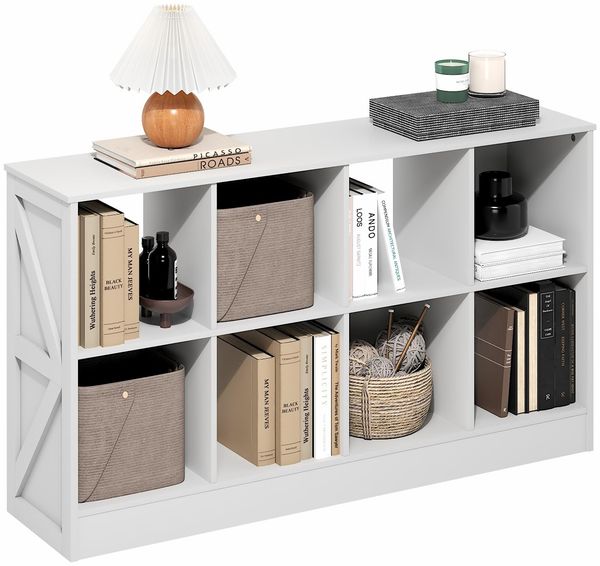 Furinno Jensen Landhausstil 8-Würfel Ausstellungsregal, Bücherregal, Weiß