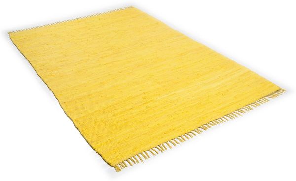 THEKO Teppich Happy Cotton Fleckerl, handgewebt, rechteckig, Höhe: 5 mm, Flachgewebe, reine Baumwolle, meliert, mit Fransen, auch als Läufer