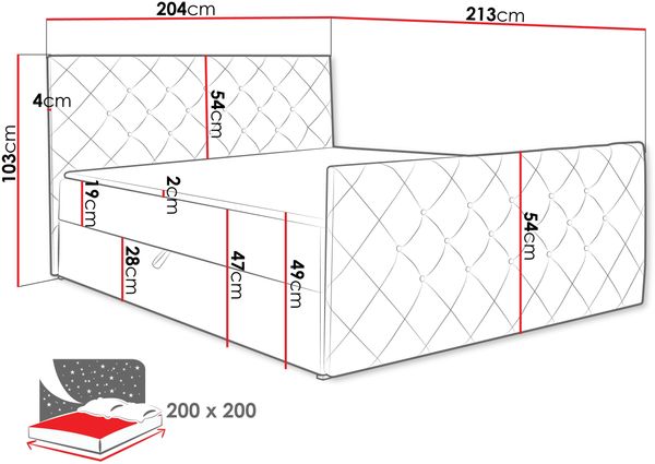 Boxspringbett Utren, Dunkelgrau, 200x200 cm Bild 4