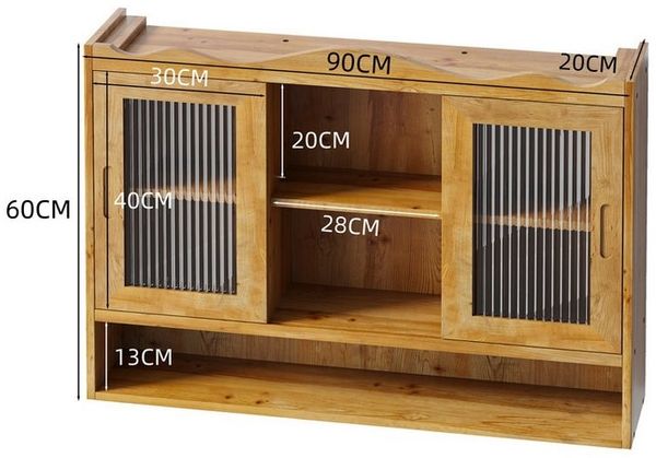 Celya Wandhängeschrank 90 cm Retro-Schiebetürenschrank, mit zwei Türen und drei Ablageflächen, Natürlich
