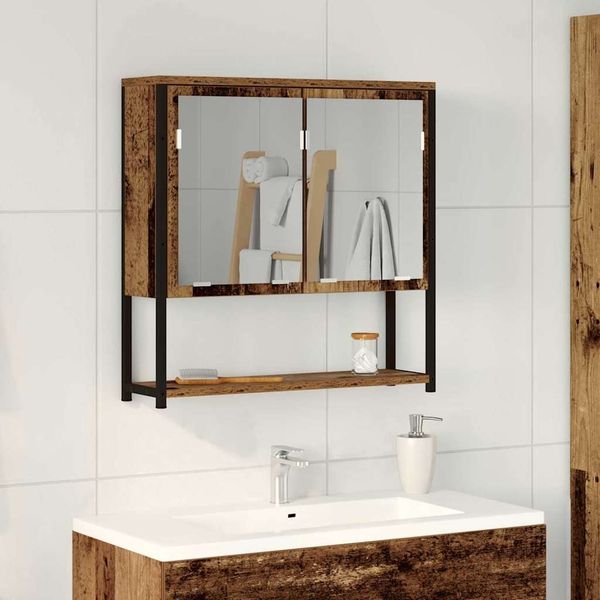 vidaXL Spiegelschrank mit Regal Altholz 60 x 16 x 60 cm Holzwerkstoff 862223