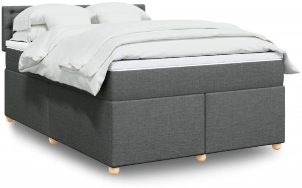 vidaXL Boxspringbett mit Matratze Dunkelgrau 140x200 cm Stoff 3286718