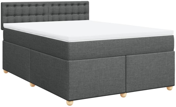 vidaXL Boxspringbett mit Matratze Dunkelgrau 140x200 cm Stoff 3286718
