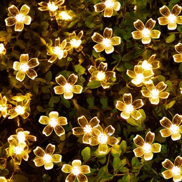 Salcar LED Solarleuchte 5m Solar-Lichterkette mit 20 Kirschblüten Außen Warmweiß