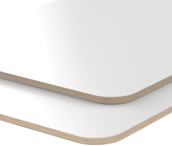 Multiplexplatte Holzplatte Tischplatte Birke melaminbeschichtet weiß Eckenradius 100 mm - Größe 100 x 60 cm - Höhe 1,8 cm - Farbe weiß Bild 2