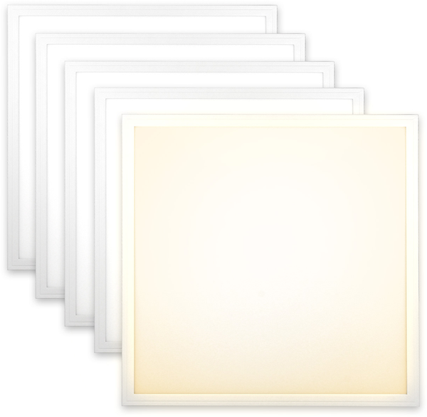 5x LED Panel 62x62 Warmweiß 3000K 40W 3400lm Slim Design Alu PLe2.2