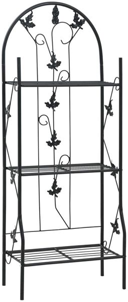 vidaXL 3-stufiges Pflanzenregal Schwarz 52 x 28 x 128 cm Eisen 47097
