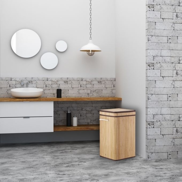 2 x Faltbarer Wäschekorb Bambus braun Bild 3