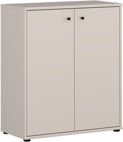 Forte TEMPRA 2 Kommode 70 80, Moderne Kommode 2-türig, Schlafzimmer, Wohnzimmer, Büro, Holzwerkstoff, Kaschmir|Beige, 73,7 cm breit x 85,5 cm hoch x 34,8 cm tief