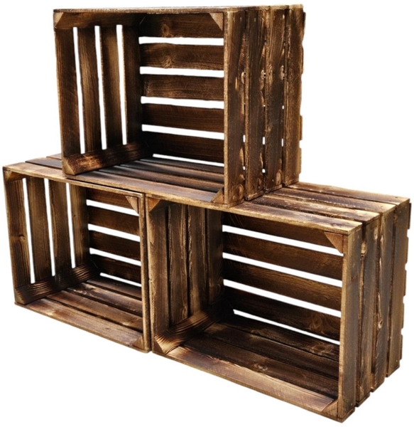 Obstkisten Geflammt Neu Dunkel 50 x 40 x 30cm 3 X