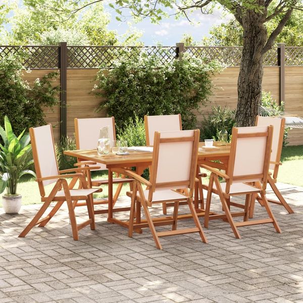 vidaXL 7-tlg. Garten-Essgruppe Massivholz Akazie und Textilene 3279275