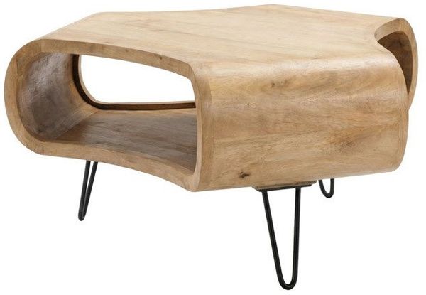 riess-ambiente Couchtisch ORGANIC LIVING 70cm beige - Mango, cream finish, Hairpin Legs, massiv (Einzelartikel, 1-St), Organischer Sofatisch mit Stauraum - ideal für Wohn- und Schlafzimmer