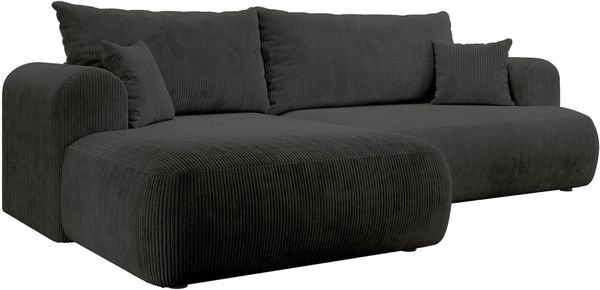 Selsey Ecksofa Links mit Schlaffunktion und Bettkasten 142x210 cm Dunkelgrau Bonellfederkern, Abnehmbare Kissen Modular 4er Couch Schlafsofa Kleines Sofa für Wohnzimmer/Schlafzimmer