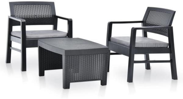 vidaXL 3-tlg. Garten-Lounge-Set Kunststoff Anthrazit 48824