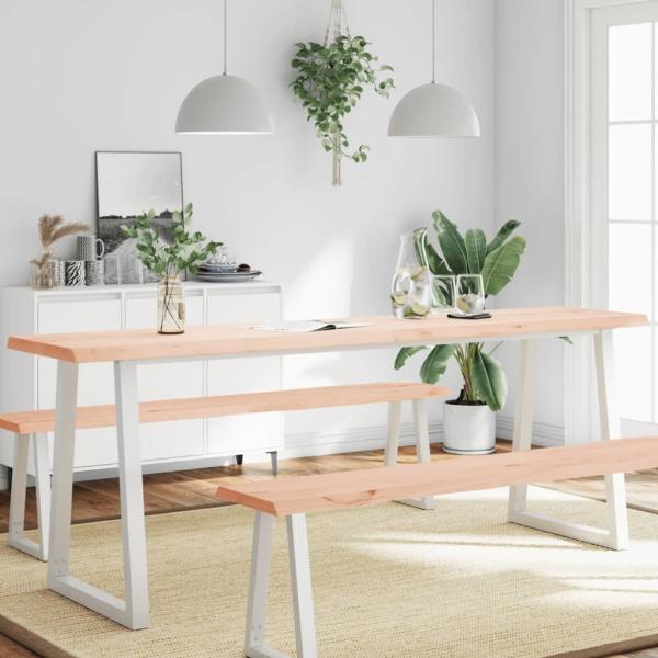 vidaXL Tischplatte 220x50x(2-4) cm Massivholz Unbehandelt Baumkante 363922